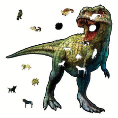 Green Dinosaur Wood Puzzle With Wooden Box