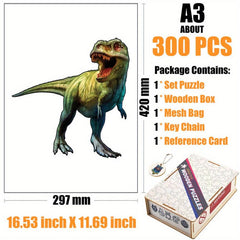 Green Dinosaur Wood Puzzle With Wooden Box