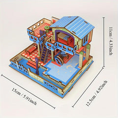 Wooden 3D Puzzle Seaside Villa Model DIY Kit Brain Teaser