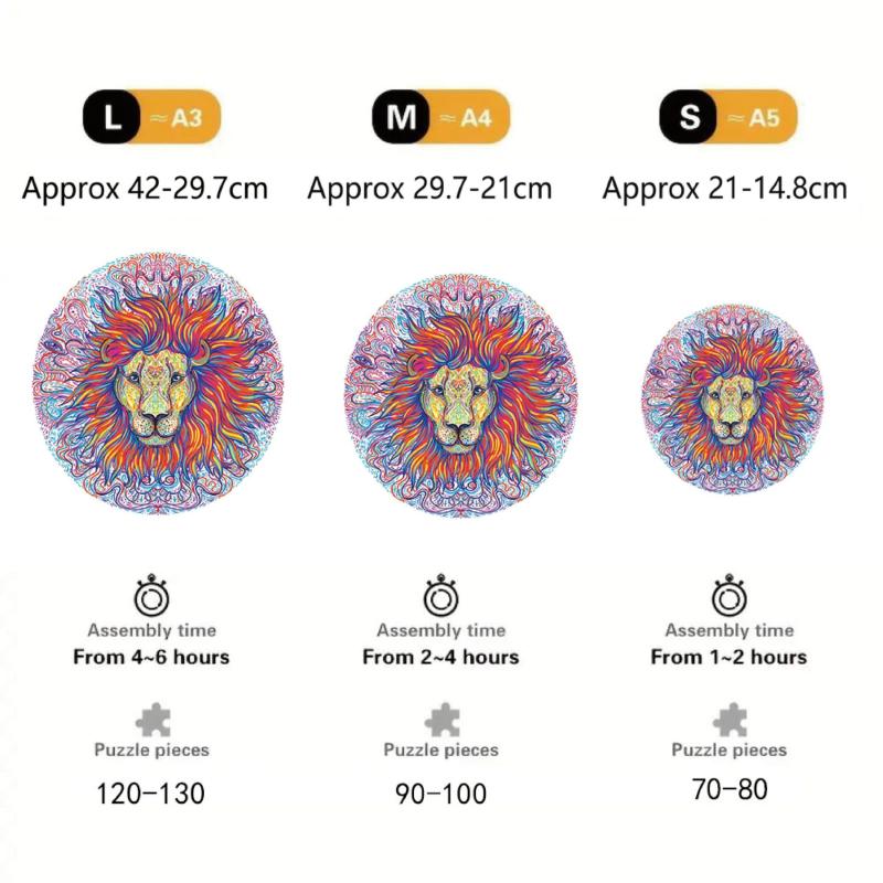 Lion Head Wooden Puzzle Creative Special Shapes Adult Party Games
