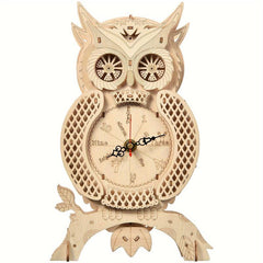 3D Wooden Puzzle Owl Clock Model Kit Desk Clock Home Decor