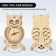 3D Wooden Puzzle Owl Clock Model Kit Desk Clock Home Decor