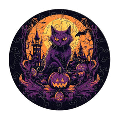 Halloween Cat Wooden Puzzles Unique Shape High Quality Mother Love Adult Puzzles