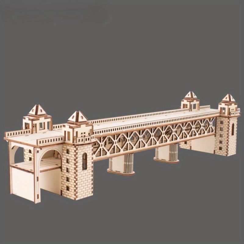 Wooden 3D Bridge Puzzle Educational Toy Gift for Students