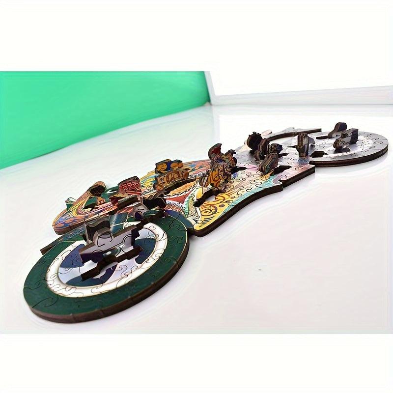 High Difficulty Wooden Motorcycle Puzzle Toy