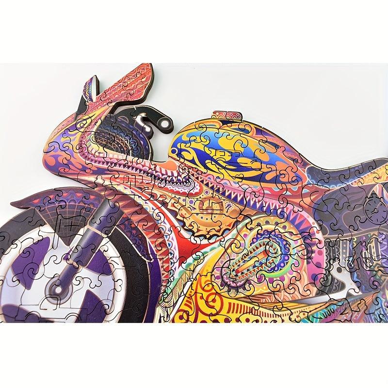 High Difficulty Wooden Motorcycle Puzzle Toy