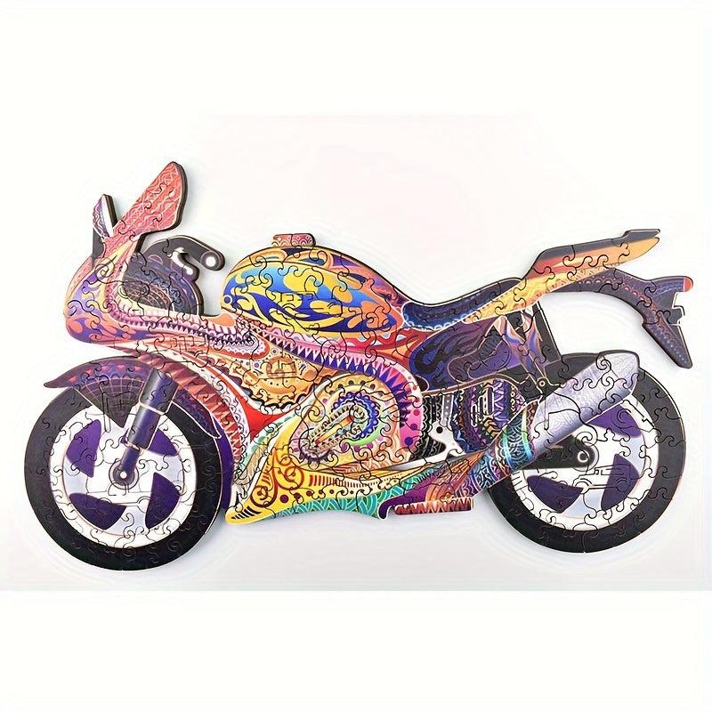 High Difficulty Wooden Motorcycle Puzzle Toy