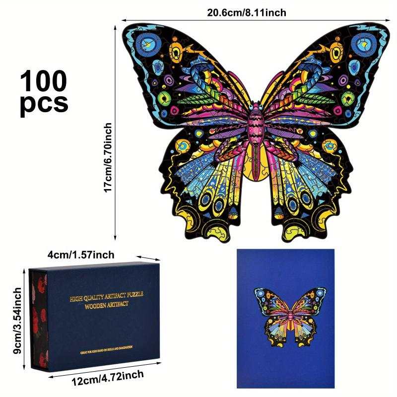 100pcs Butterfly Puzzle Wooden Animal Shape Puzzle For Family Game