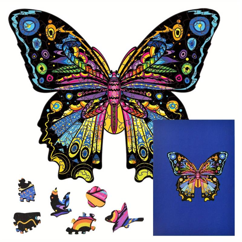100pcs Butterfly Puzzle Wooden Animal Shape Puzzle For Family Game