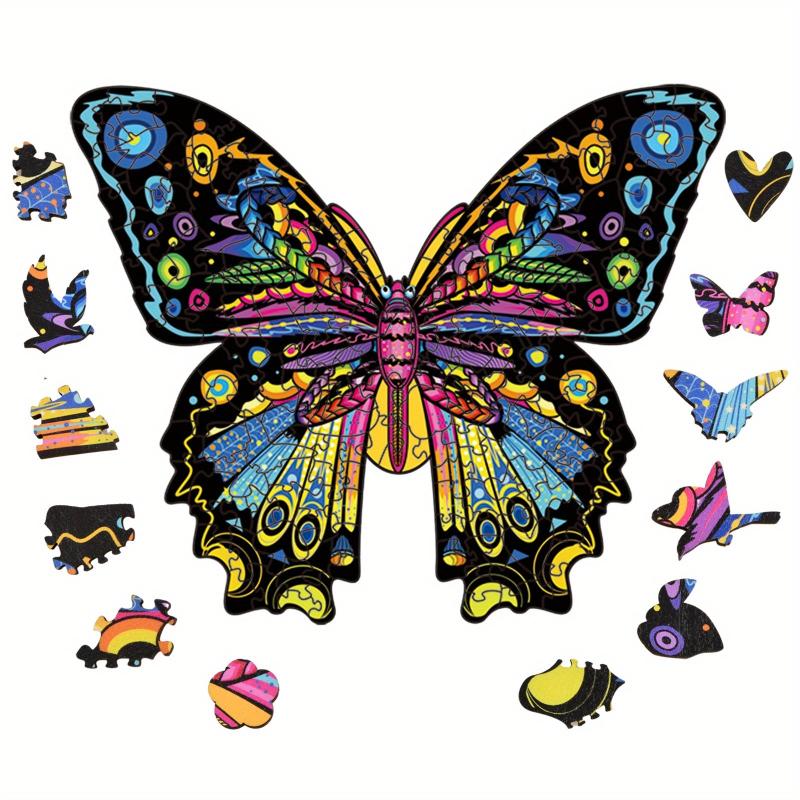 100pcs Butterfly Puzzle Wooden Animal Shape Puzzle For Family Game