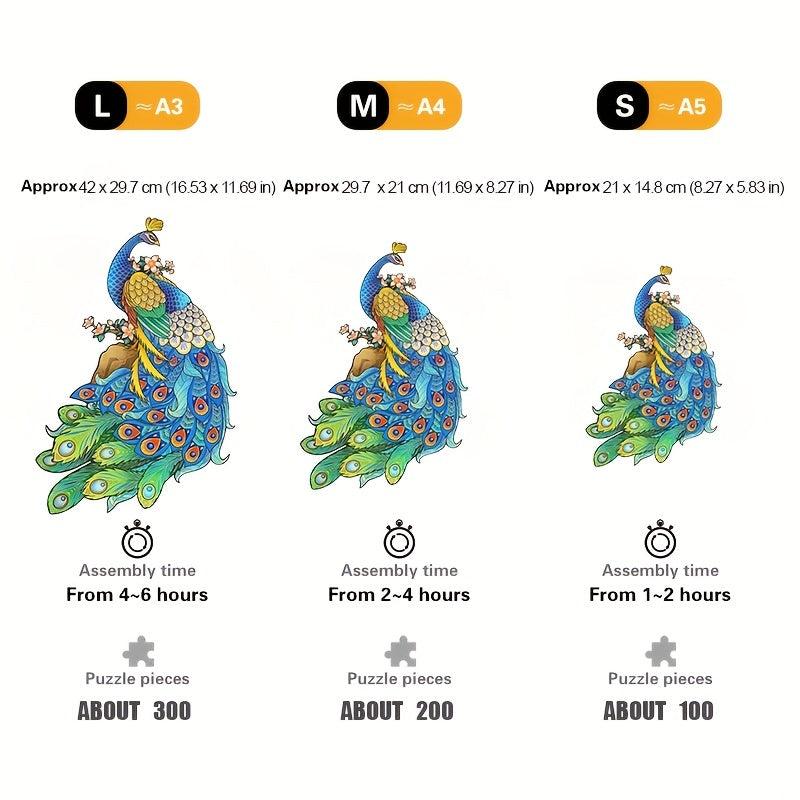 Peacock Wooden Puzzle Animal Shape Puzzle Unique Gift For Teens And Adults