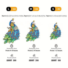 Peacock Wooden Puzzle Animal Shape Puzzle Unique Gift For Teens And Adults