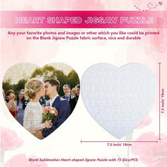 10 Sets Sublimation Blanks Heart Puzzle 75pcs DIY Blank Puzzle