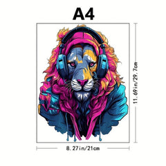 Colorful Lion Head Wooden Puzzle - Creative Alien Party Game