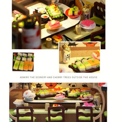 DIY Mini Sushi Shop Dollhouse Kit - 3D Puzzle Room - Assembled Model