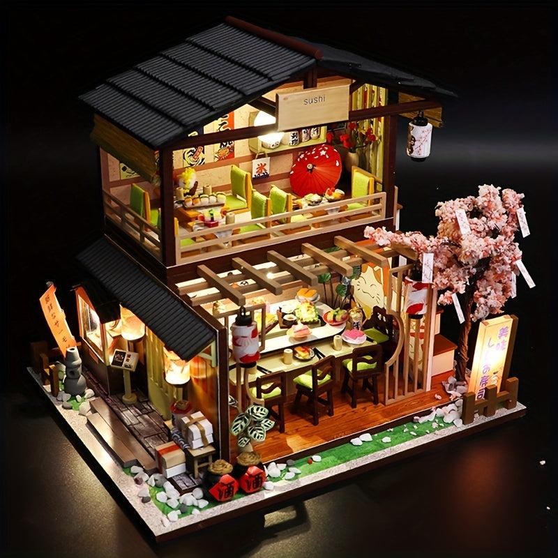 DIY Mini Sushi Shop Dollhouse Kit - 3D Puzzle Room - Assembled Model