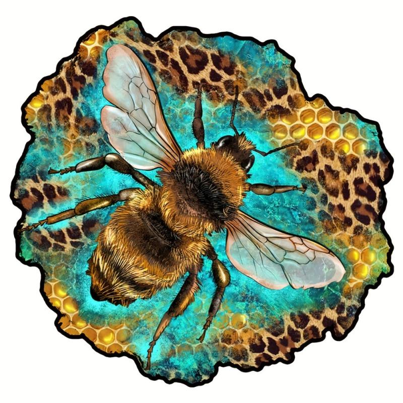 Leopard Print Bee Irregular Wood Puzzle With Wooden Box