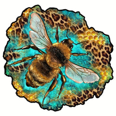 Leopard Print Bee Irregular Wood Puzzle With Wooden Box