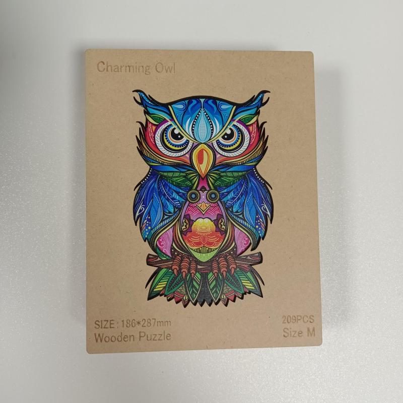 Owl Wood Animal Shape Puzzle - 209Pcs Eco Friendly Basswood Board