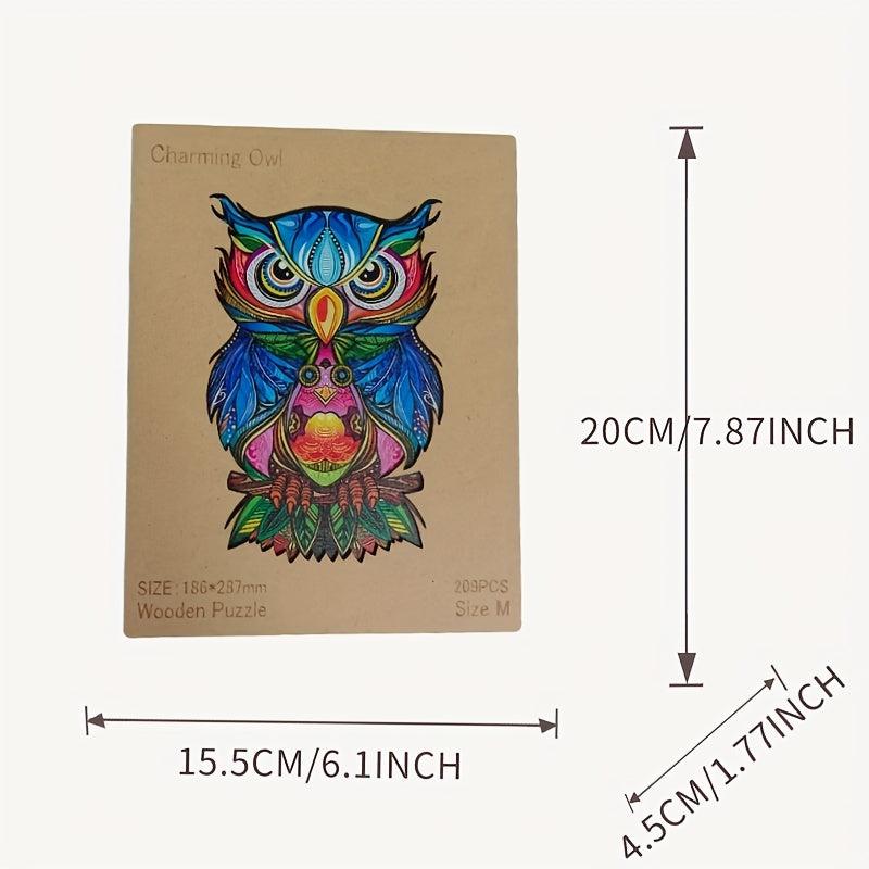 Owl Wood Animal Shape Puzzle - 209Pcs Eco Friendly Basswood Board