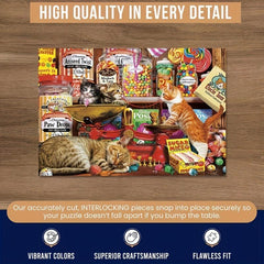 Greedy Cat Wooden Jigsaw Puzzle Art Unique Fun Toy Gift