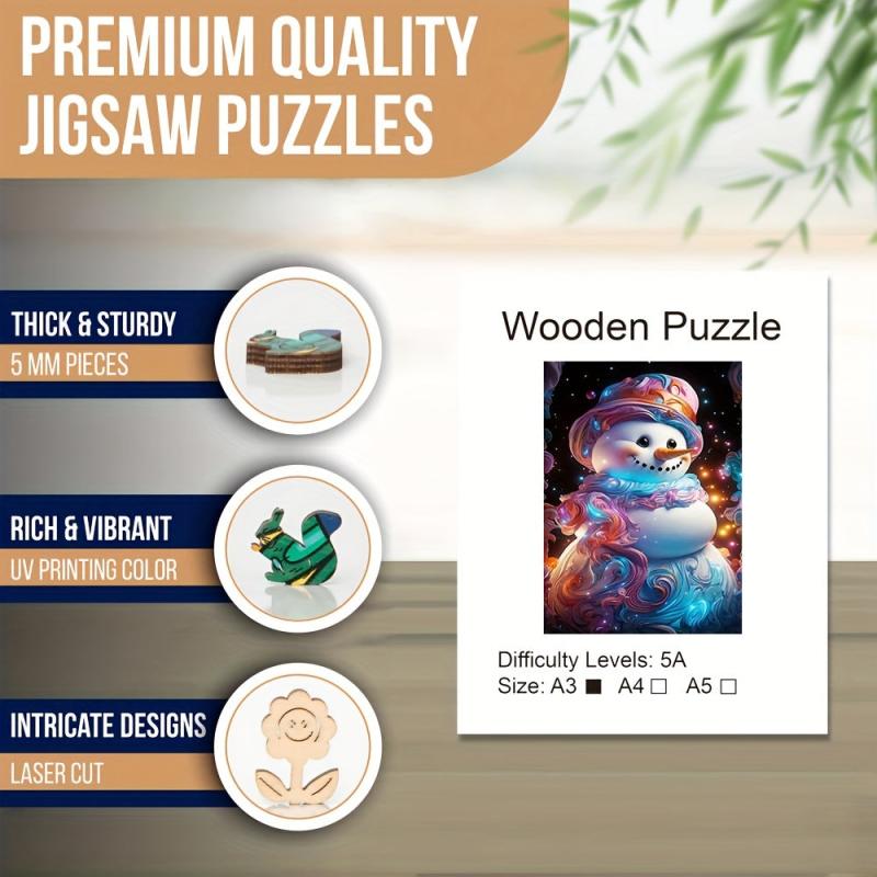 Christmas Snowman Wooden Puzzle Art For Adults