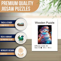 Christmas Snowman Wooden Puzzle Art For Adults