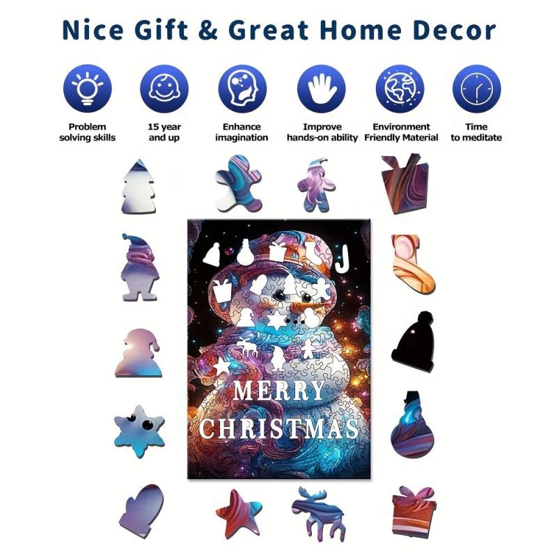 Christmas Snowman Wooden Puzzle Art For Adults