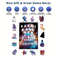 Christmas Snowman Wooden Puzzle Art For Adults