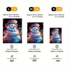Christmas Snowman Wooden Puzzle Art For Adults