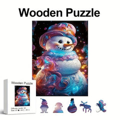 Christmas Snowman Wooden Puzzle Art For Adults