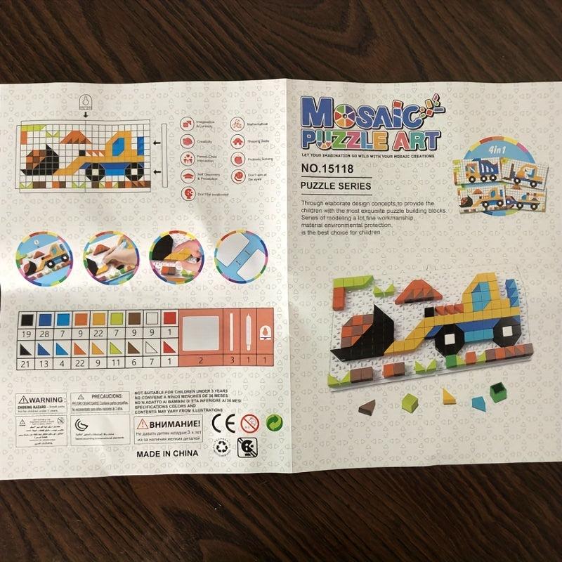 205pcs Number Building Puzzle Engineering Car Shape Puzzle