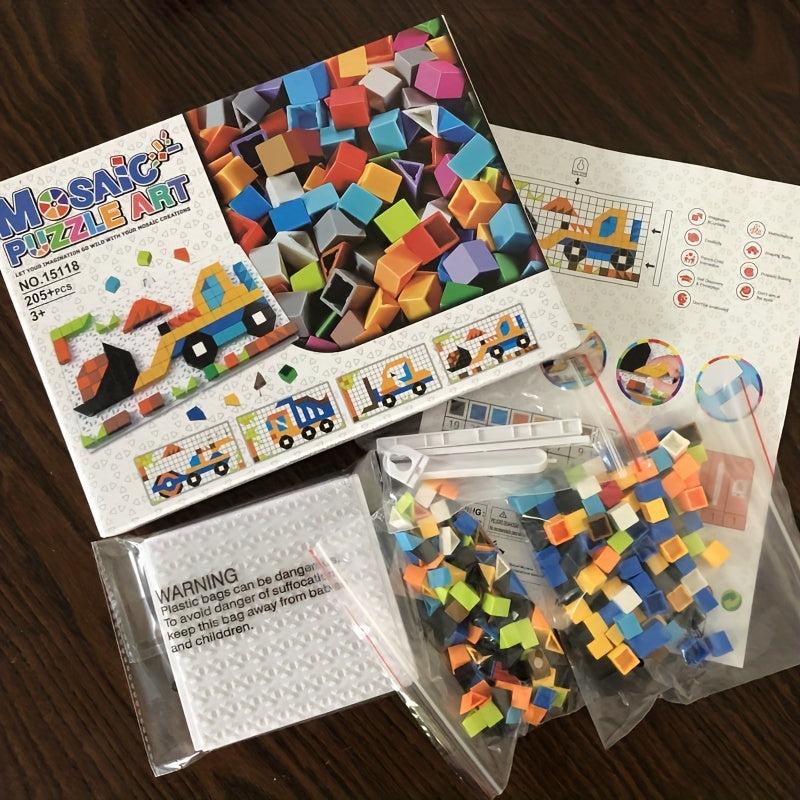 205pcs Number Building Puzzle Engineering Car Shape Puzzle