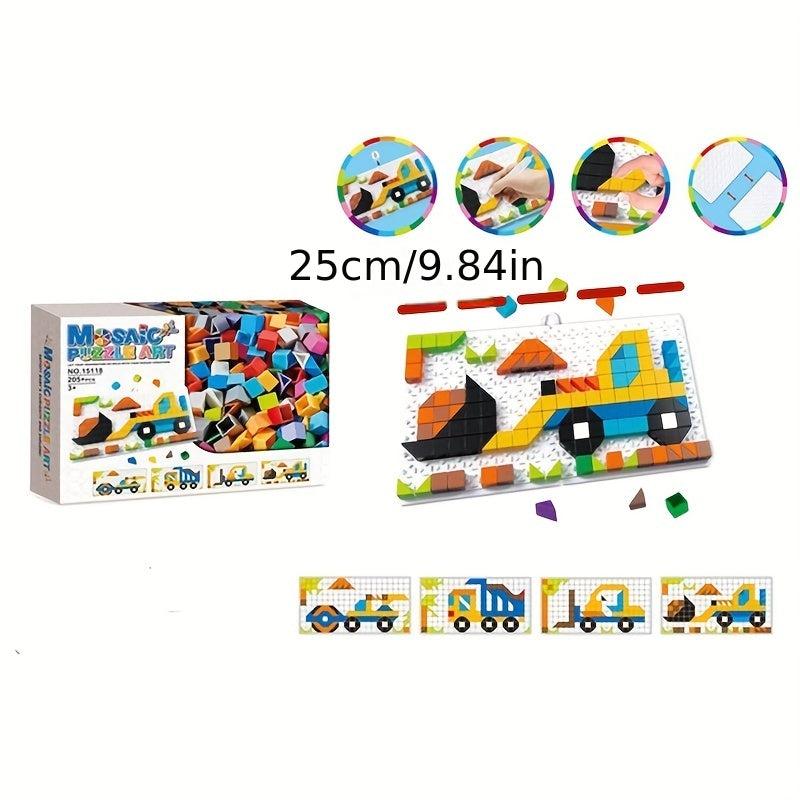 205pcs Number Building Puzzle Engineering Car Shape Puzzle