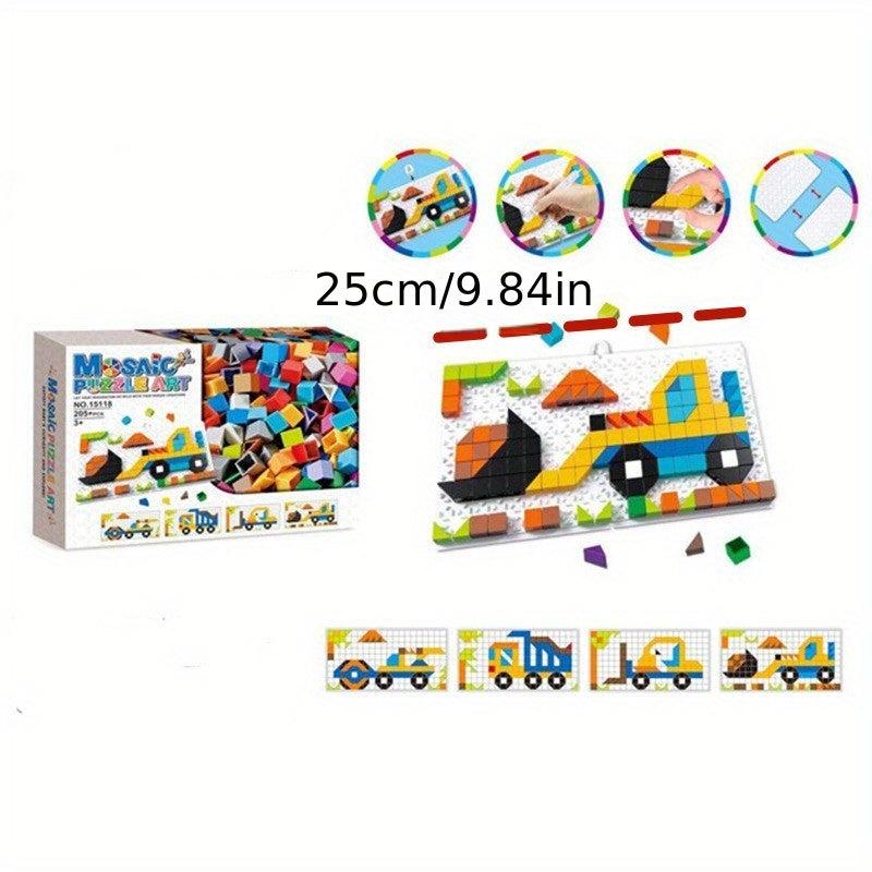 205pcs Number Building Puzzle Engineering Car Shape Puzzle