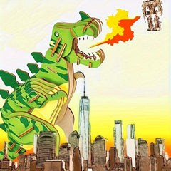 3D Wooden Puzzle Toy Tyrannosaurus Rex DIY 92pc Model Kit Dinosaur Series