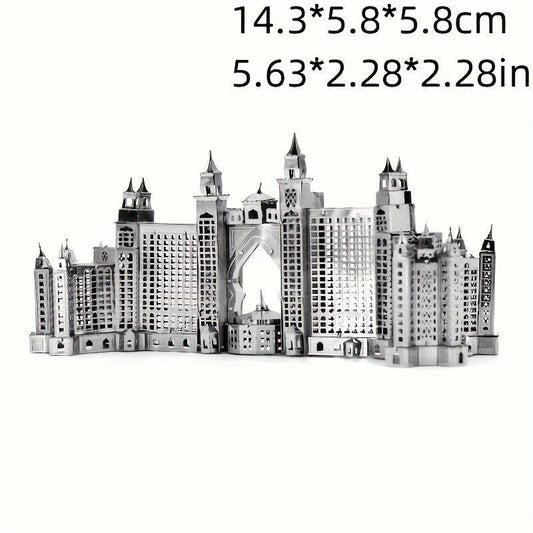 DIY Metal Assembled Toy Castle Model 3D Puzzle Building Hotel Hand Model