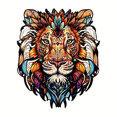 Wooden Lion Head Puzzle Toy Home Decor Painting