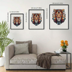 Wooden Lion Head Puzzle Toy Home Decor Painting