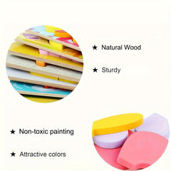 6 Pcs Wooden Puzzles Toys with Storage Bag - Educational Toy for Kids