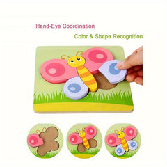 6 Pcs Wooden Puzzles Toys with Storage Bag - Educational Toy for Kids