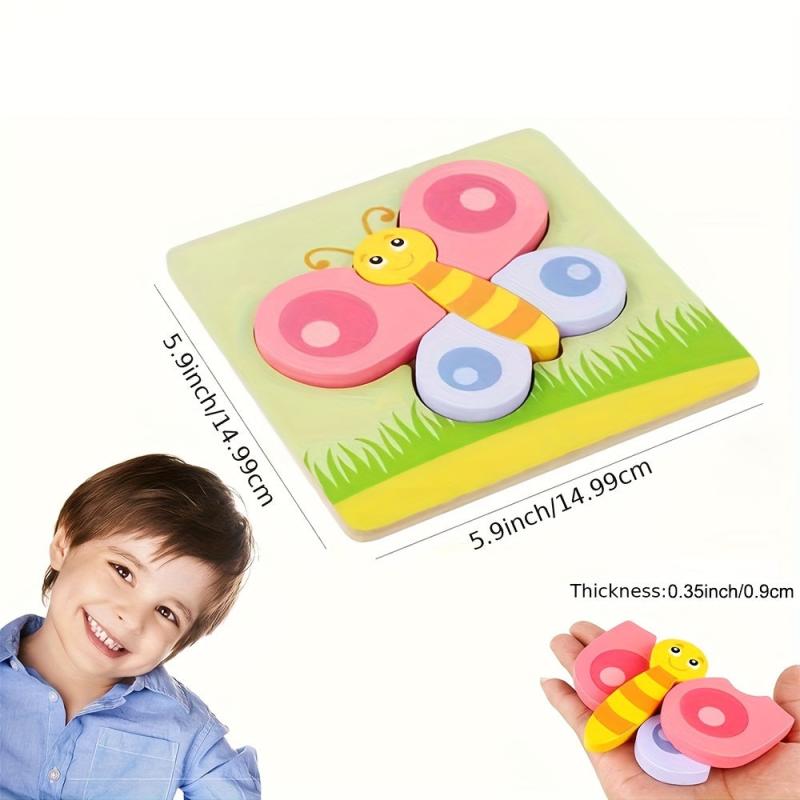 6 Pcs Wooden Puzzles Toys with Storage Bag - Educational Toy for Kids