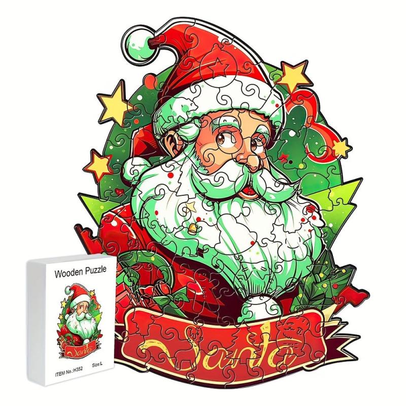Christmas Santa Claus Wooden Puzzle Box