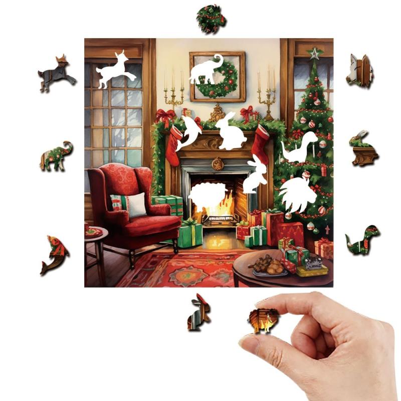 Christmas Fireplace Puzzle Special Shaped Animal Puzzle For Adults