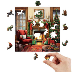 Christmas Fireplace Puzzle Special Shaped Animal Puzzle For Adults