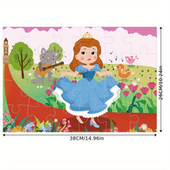 Kids Puzzle 24 Pieces Princess Fairy Tale Wolf Grass Flower Grass Organ