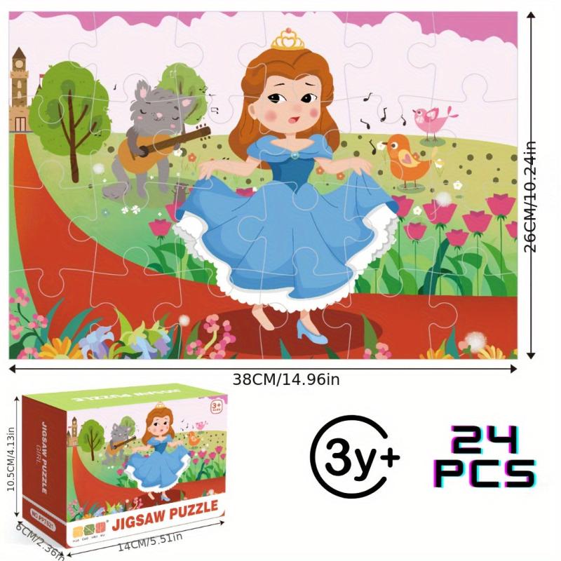 Kids Puzzle 24 Pieces Princess Fairy Tale Wolf Grass Flower Grass Organ