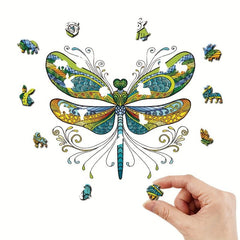 Dragonfly Pattern Wooden Puzzle Wall Hanging Model Toy