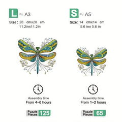 Dragonfly Pattern Wooden Puzzle Wall Hanging Model Toy