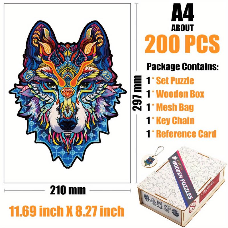 Wolf Wood Puzzle With Wooden Box